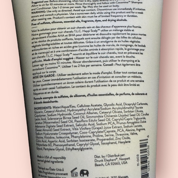 Drunk Elephant T.L.C. Happi Scalp Scrub
180 ml 6 fl oz PH 3.7 10% AHA BHA Blend - Picture 7 of 13